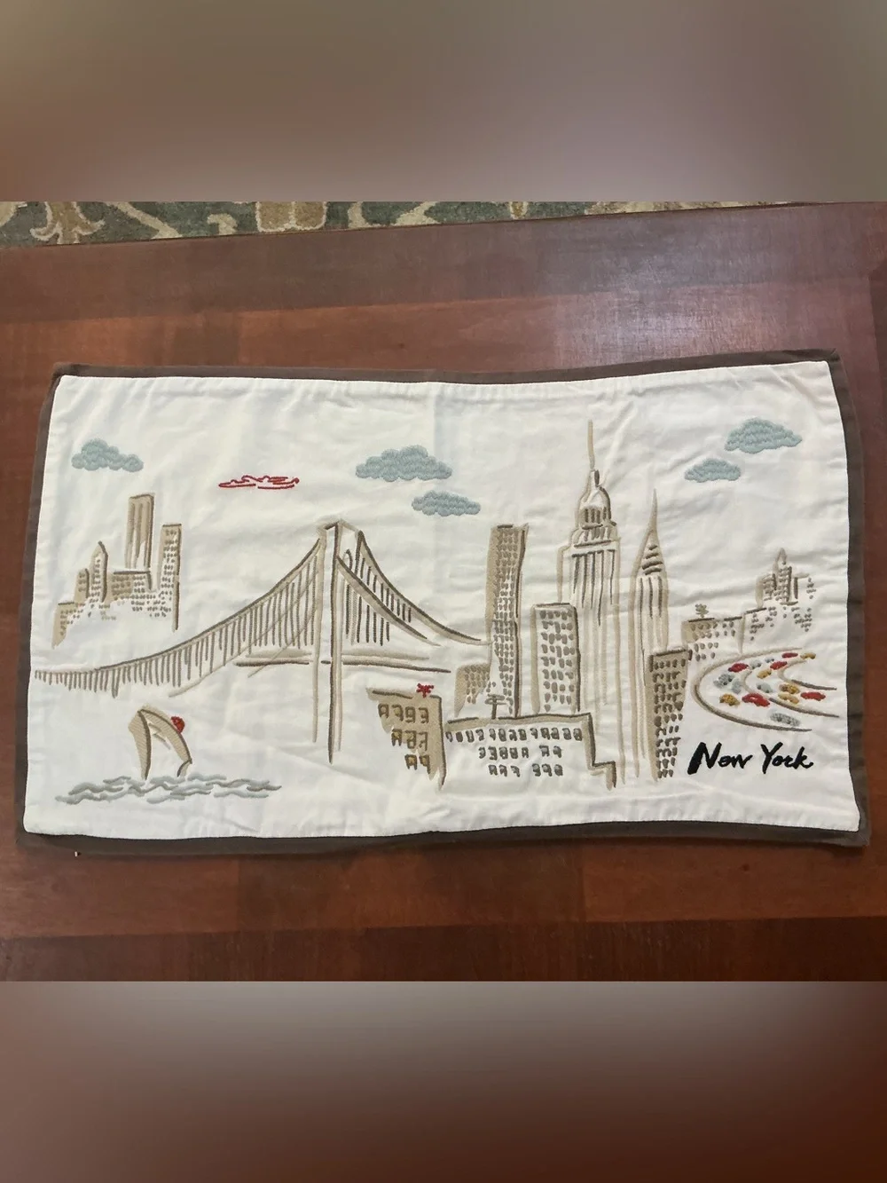 Pottery Barn New York Embroidered 100% Cotton Pillow Sham, Zip, 26
